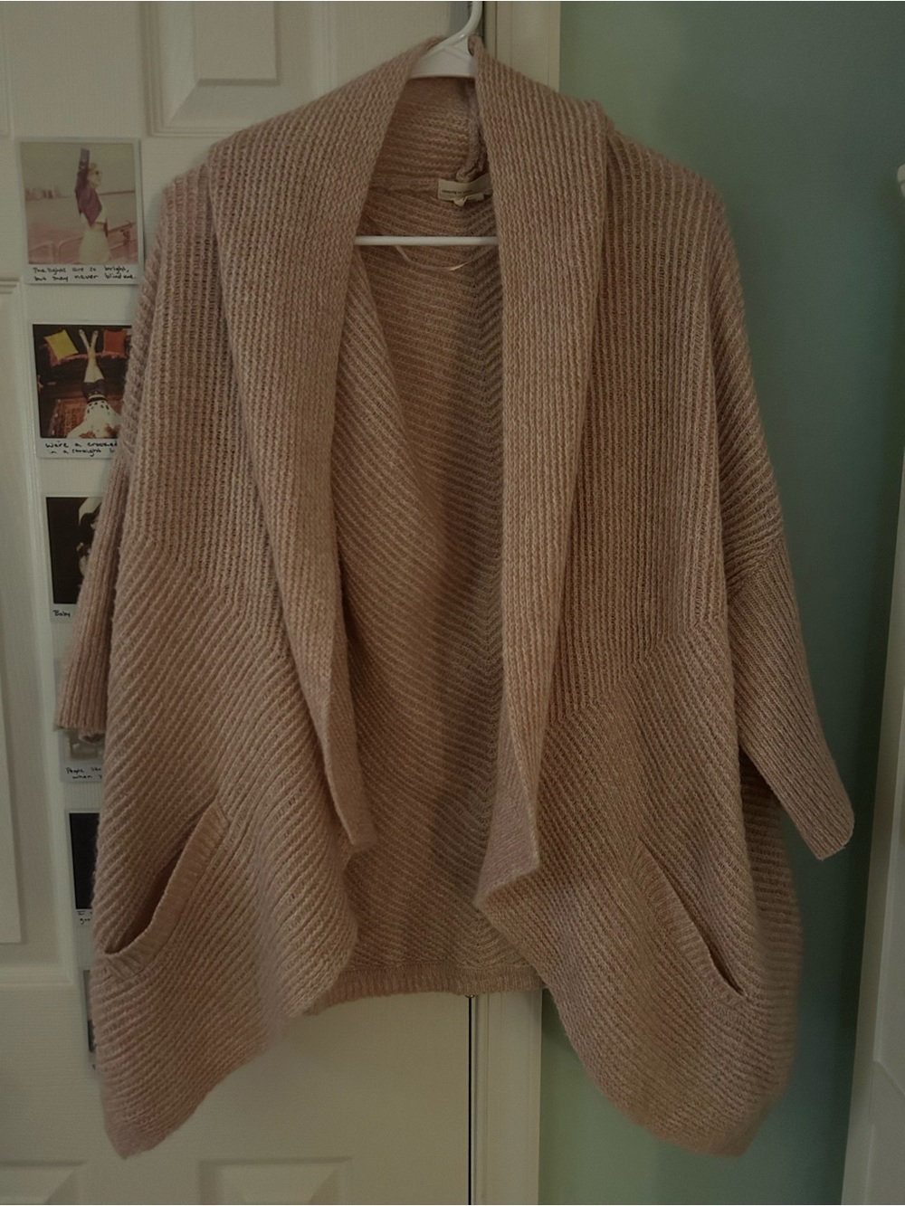 sleeping on snow Cozy Women's Cardigan Sweater in Light Pink